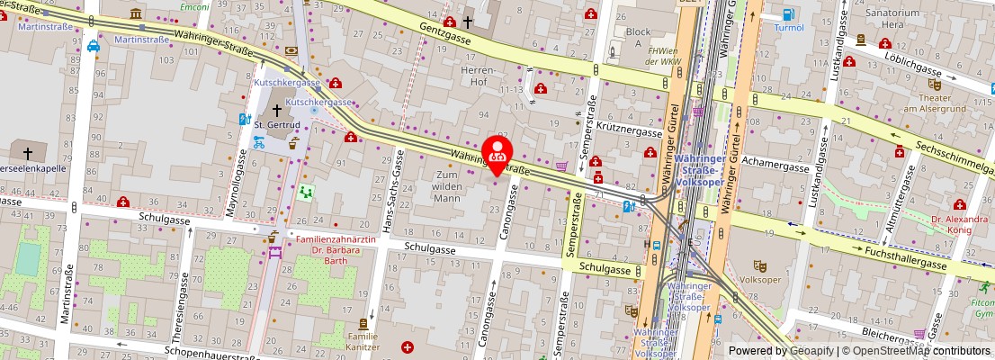 Street map section around the address