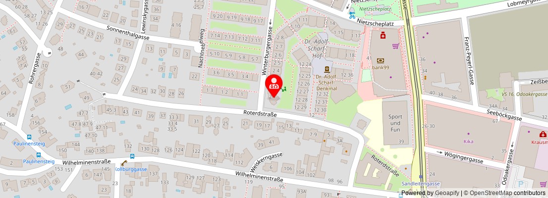 Street map section around the address