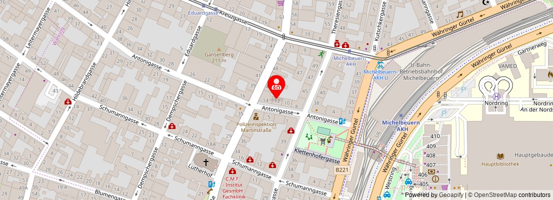 Street map section around the address