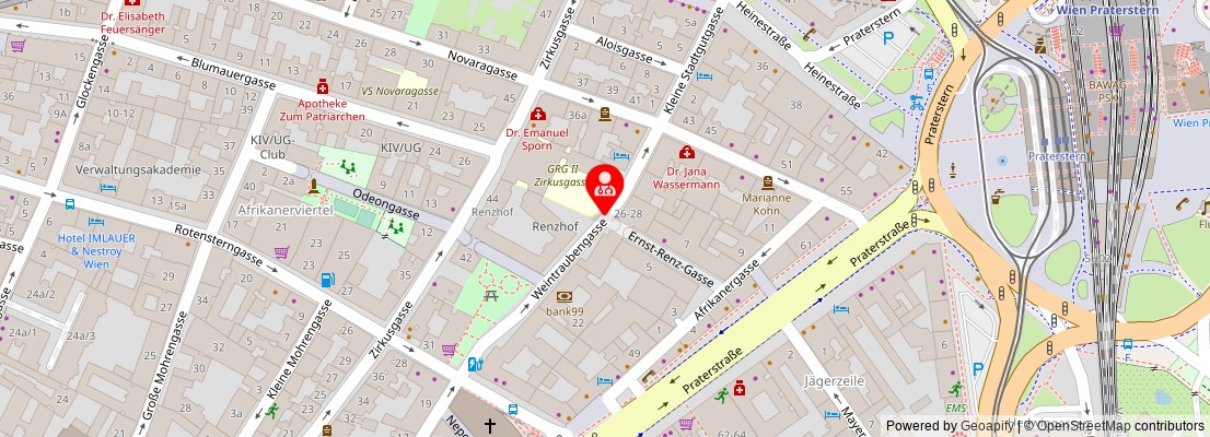 Street map section around the address