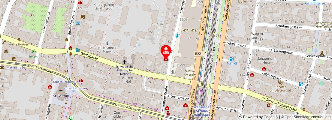 Street map section around the address