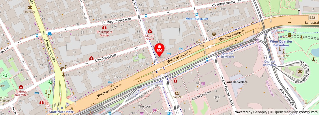 Street map section around the address