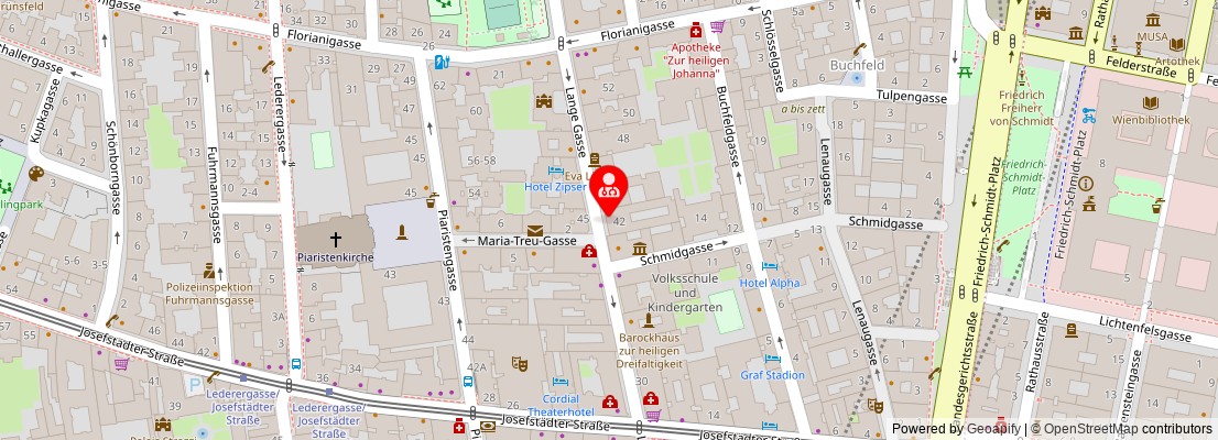 Street map section around the address