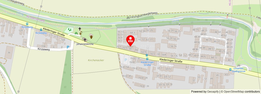 Street map section around the address