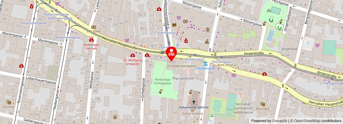 Street map section around the address