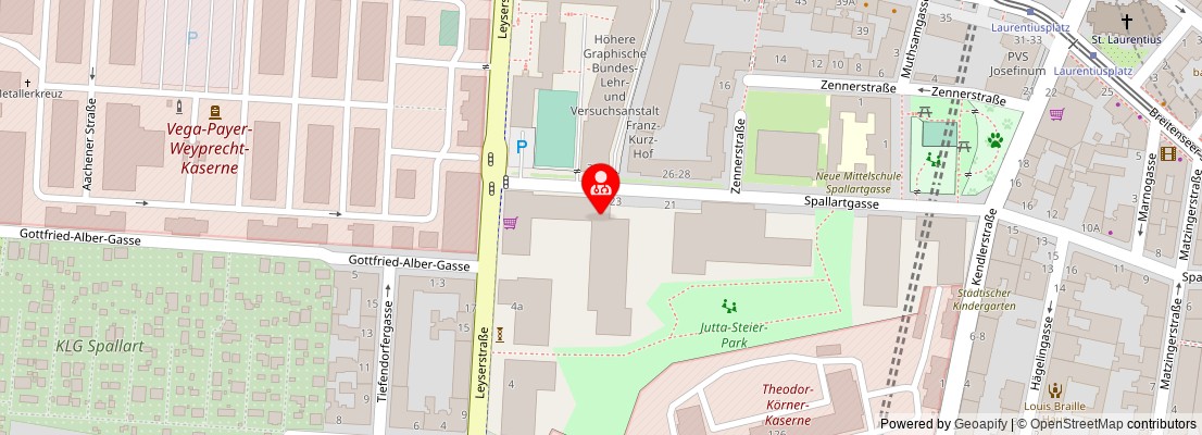 Street map section around the address