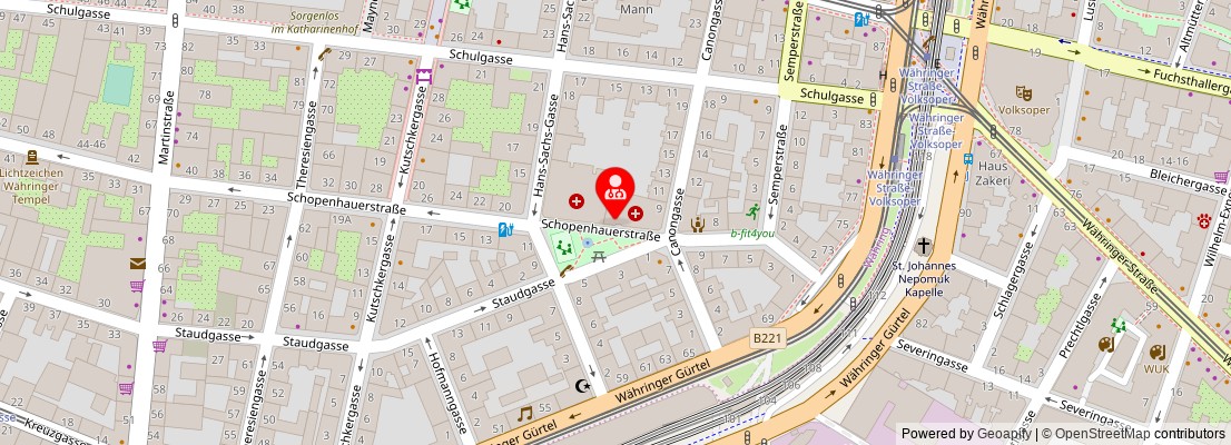 Street map section around the address