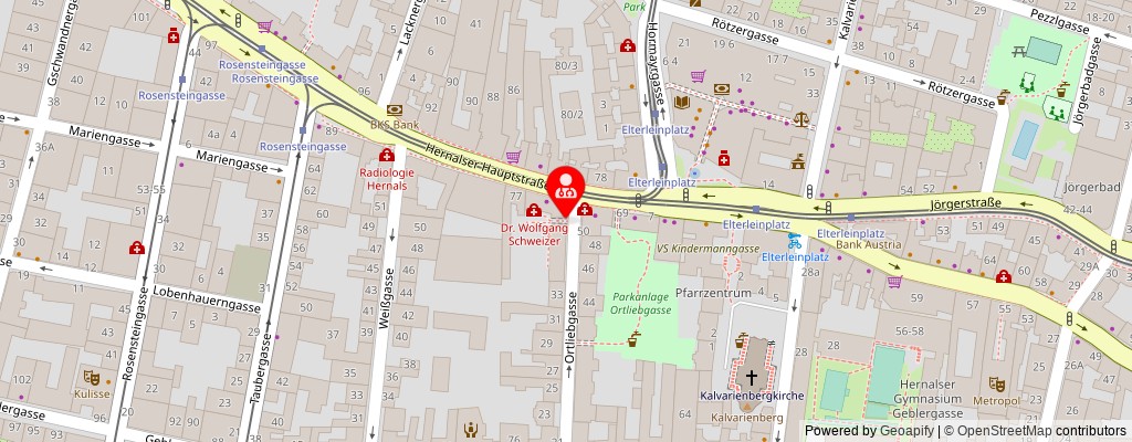 Street map section around the address