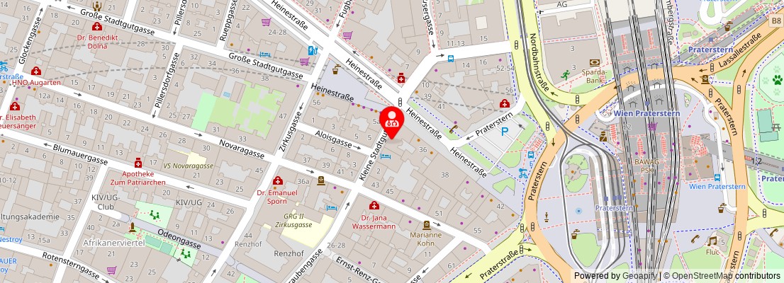 Street map section around the address