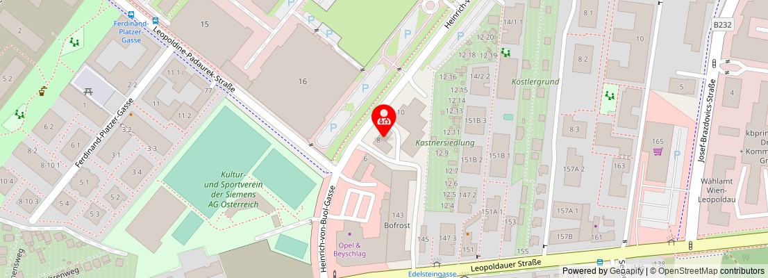 Street map section around the address