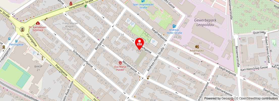 Street map section around the address
