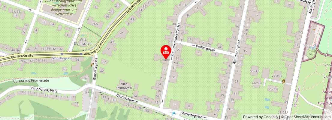 Street map section around the address