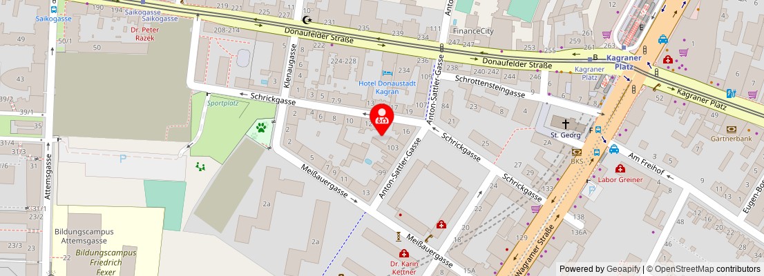 Street map section around the address