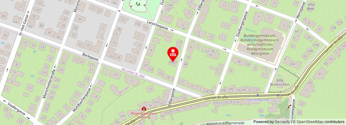 Street map section around the address