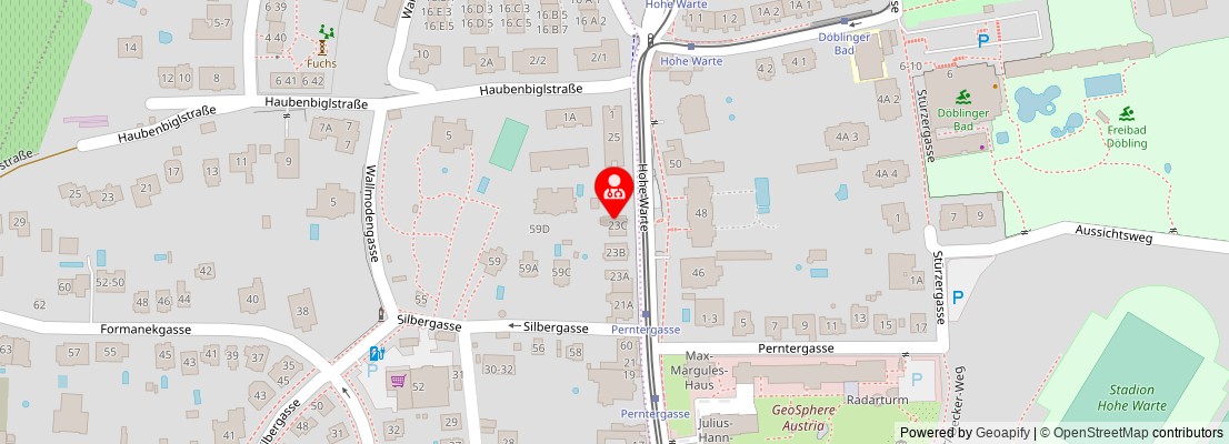 Street map section around the address