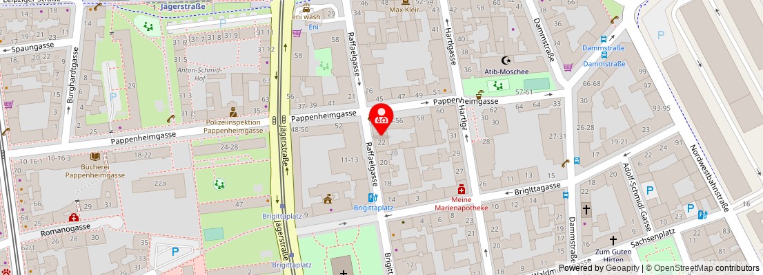 Street map section around the address