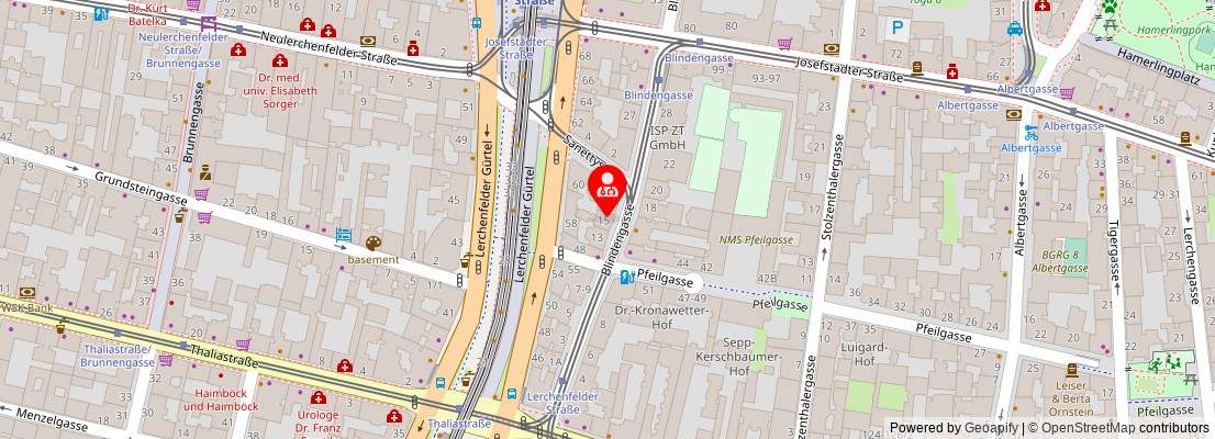 Street map section around the address