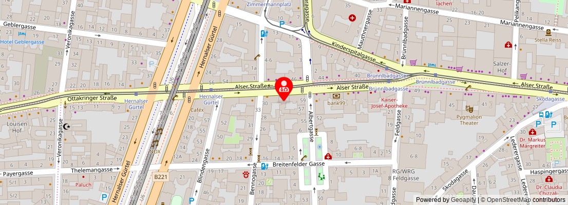 Street map section around the address