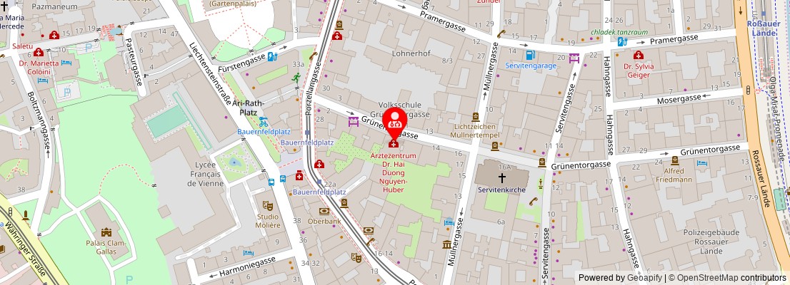 Street map section around the address