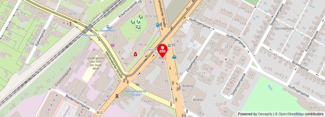 Street map section around the address