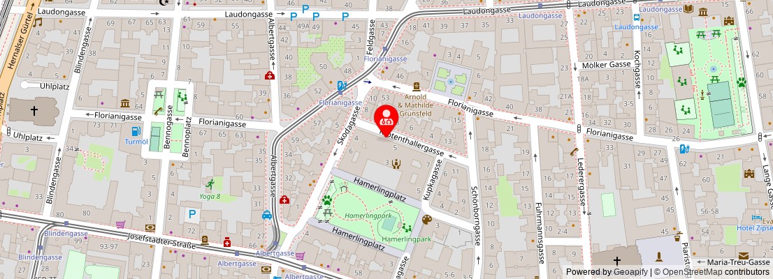 Street map section around the address