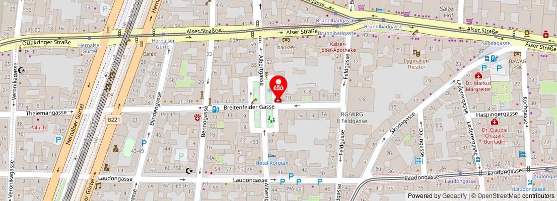 Street map section around the address