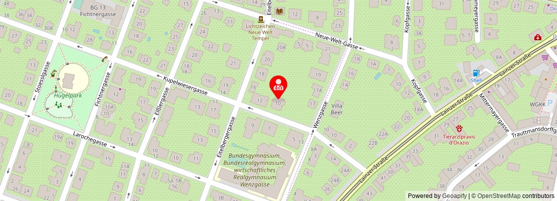 Street map section around the address