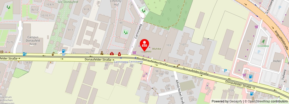 Street map section around the address