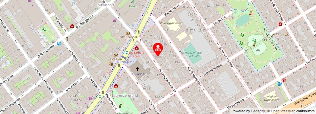 Street map section around the address