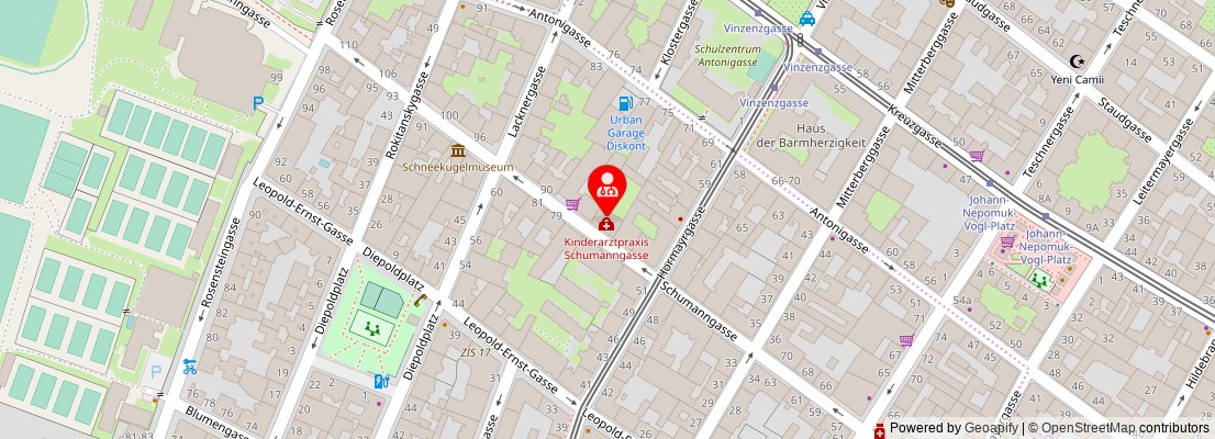 Street map section around the address