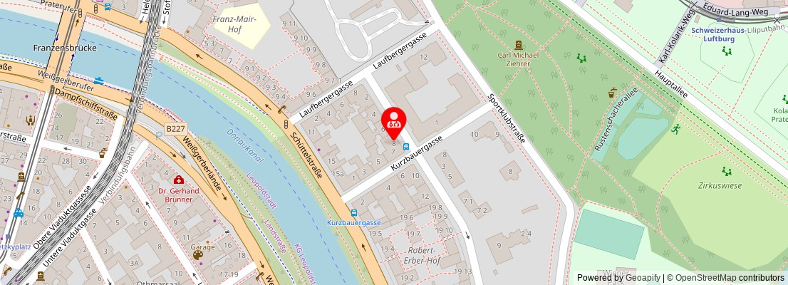 Street map section around the address