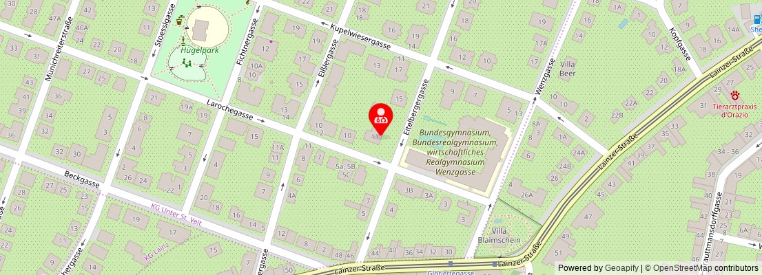 Street map section around the address