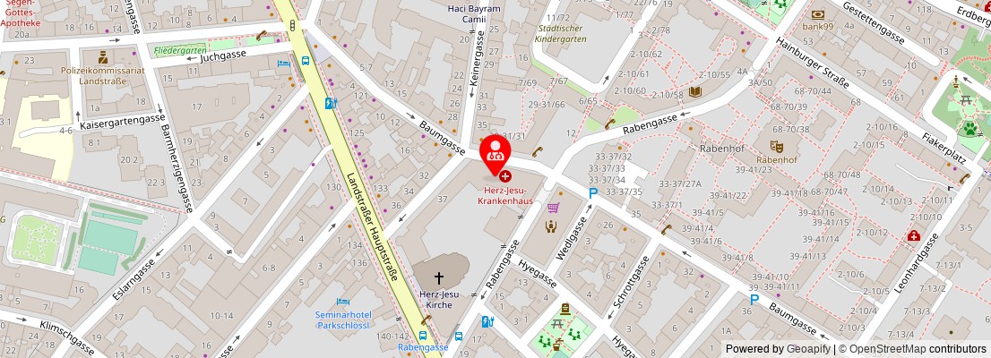 Street map section around the address