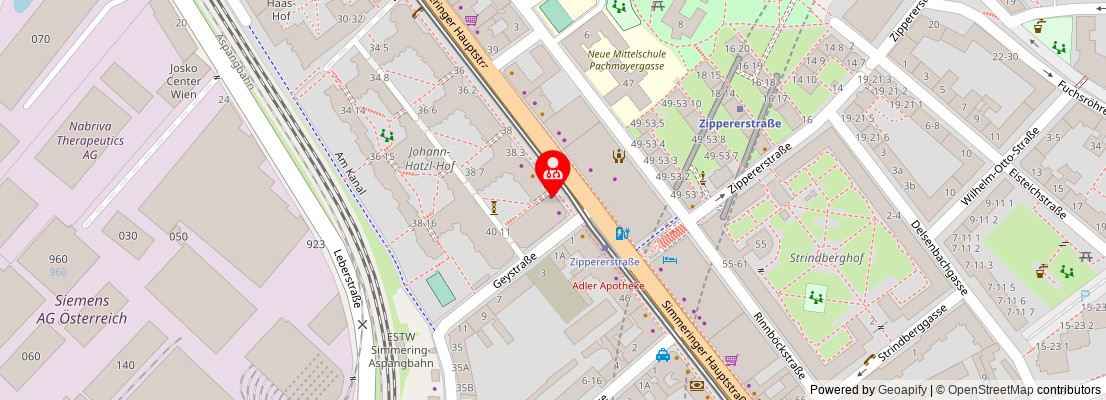 Street map section around the address