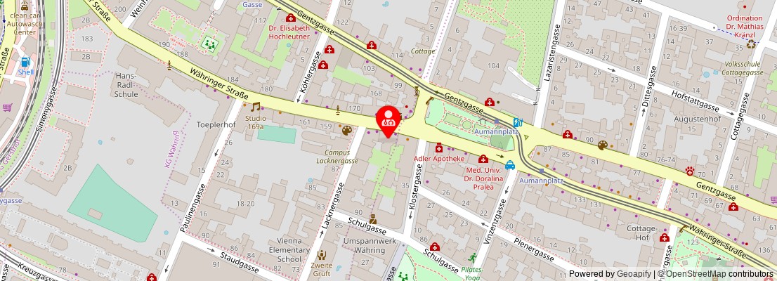 Street map section around the address