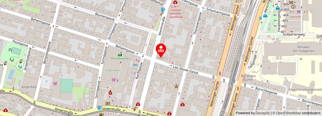 Street map section around the address