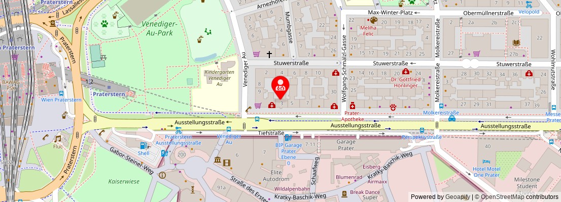 Street map section around the address