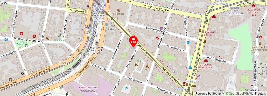 Street map section around the address