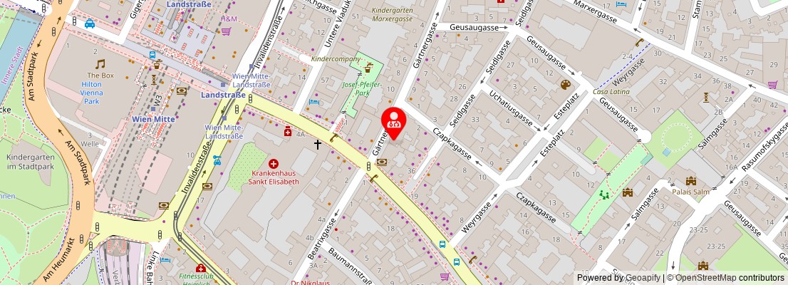 Street map section around the address