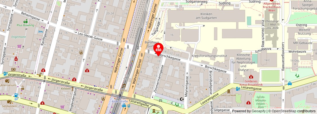 Street map section around the address