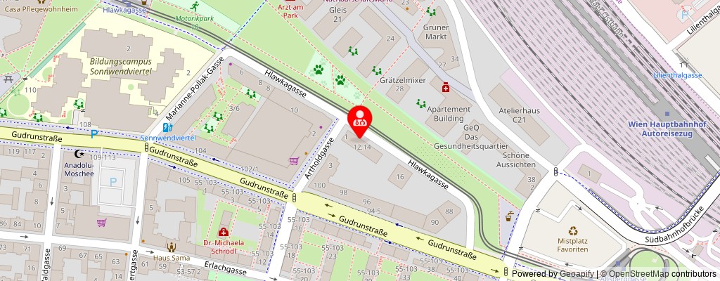 Street map section around the address