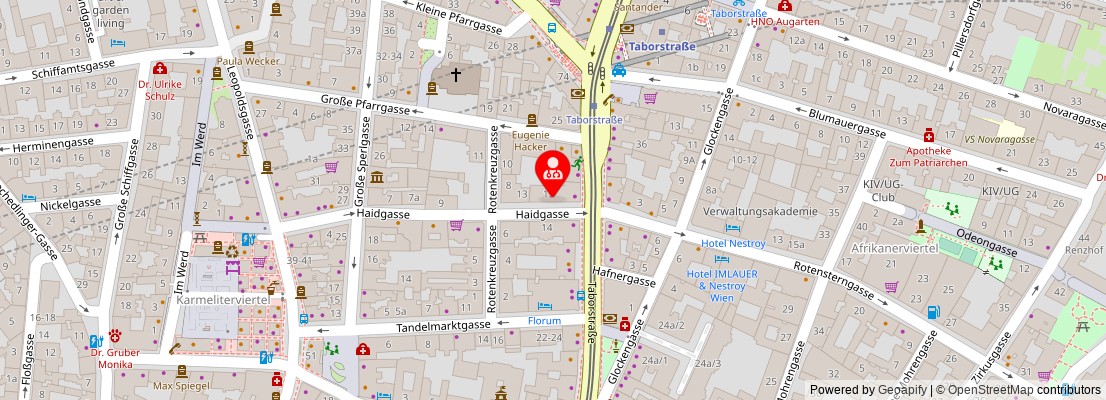 Street map section around the address