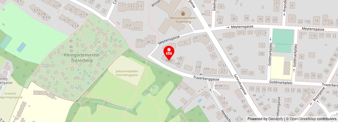 Street map section around the address