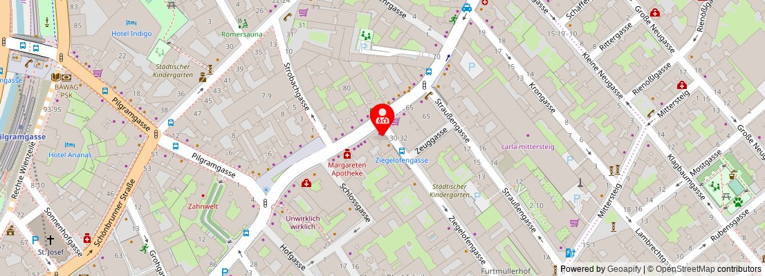 Street map section around the address