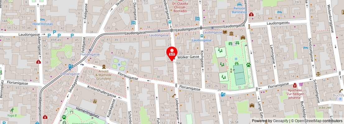 Street map section around the address