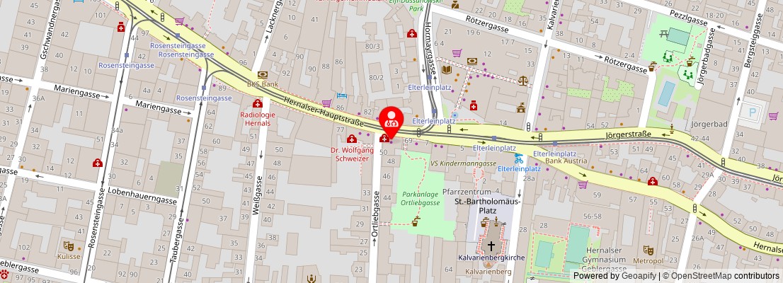 Street map section around the address