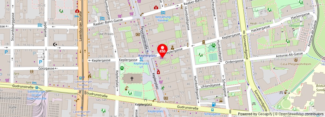 Street map section around the address