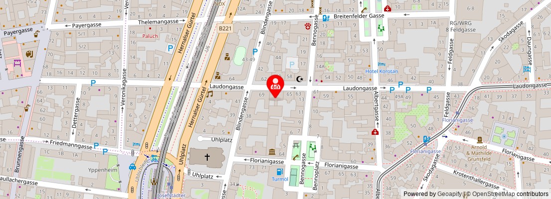 Street map section around the address