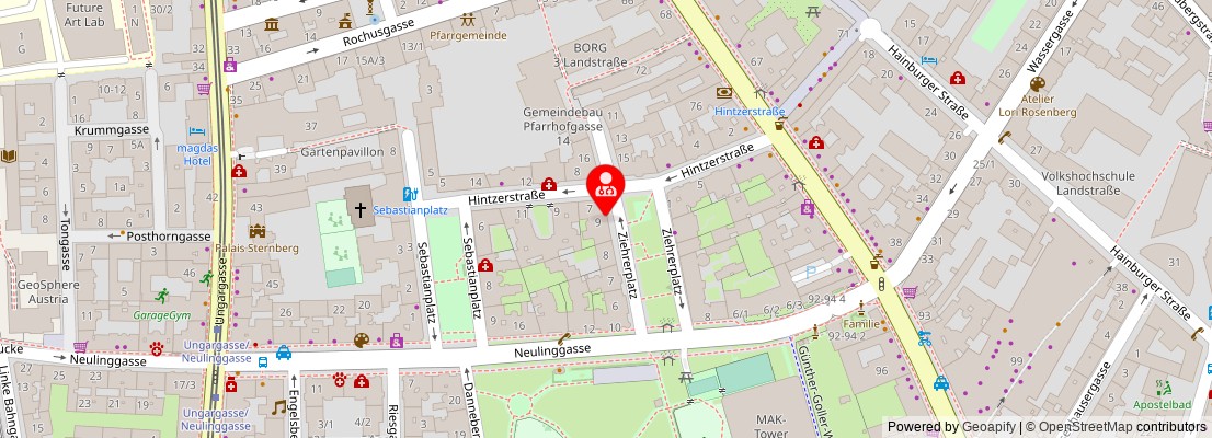 Street map section around the address