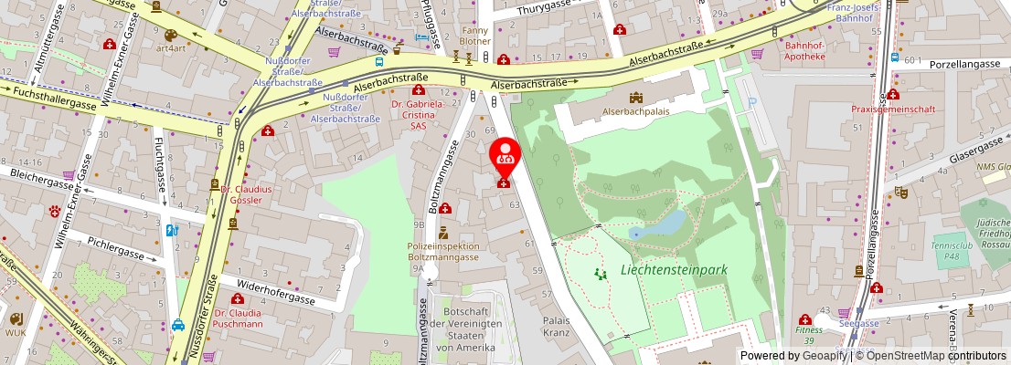 Street map section around the address